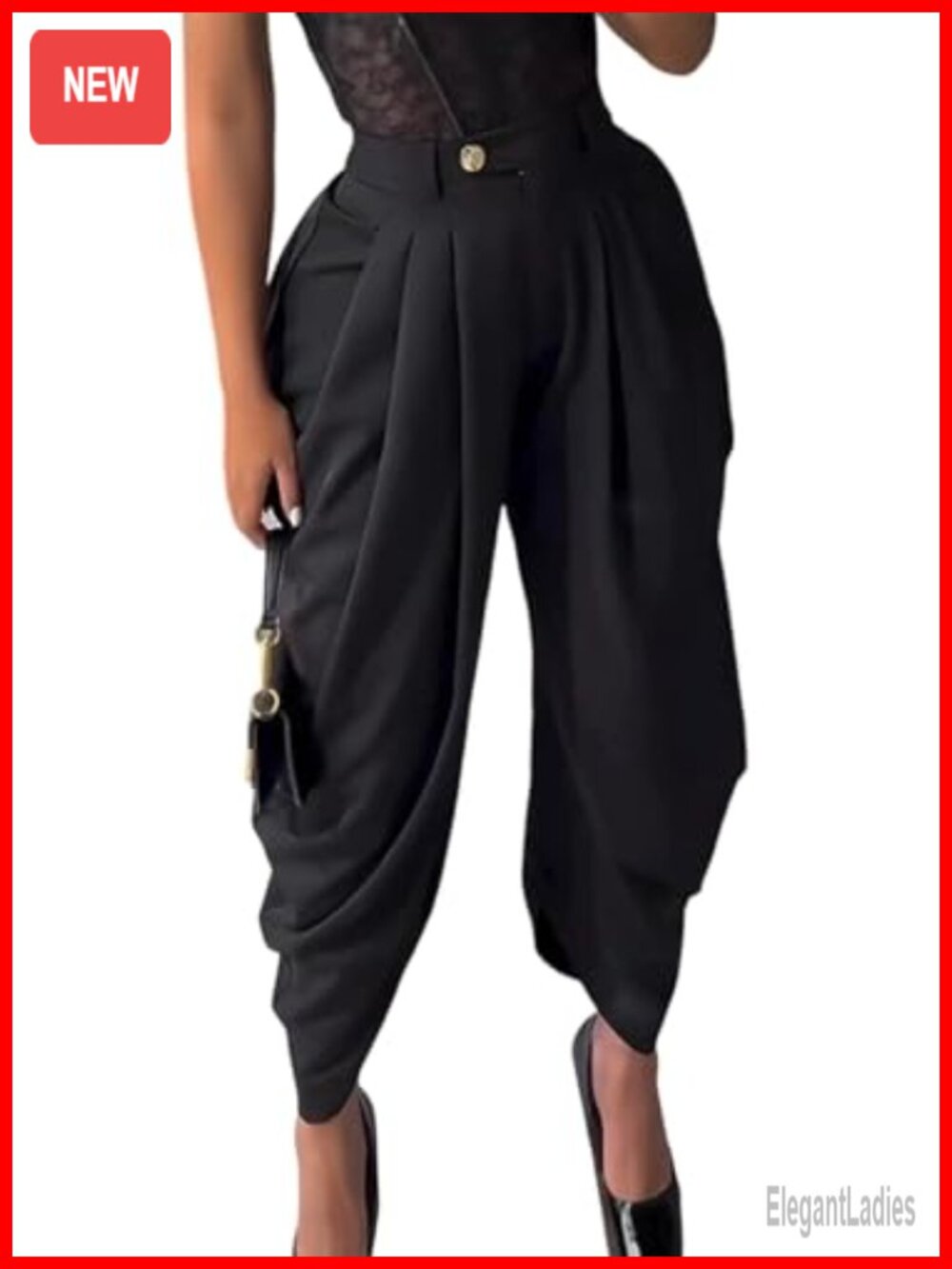 Women's Pleated Wide Leg High Waisted Palazzo Trousers Business Work Pants